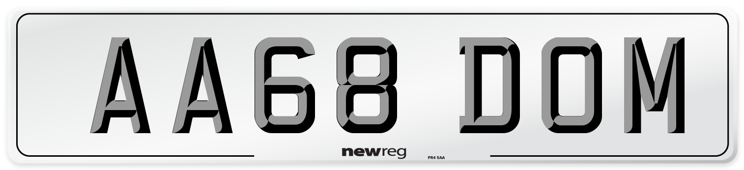 AA68 DOM Number Plate from New Reg